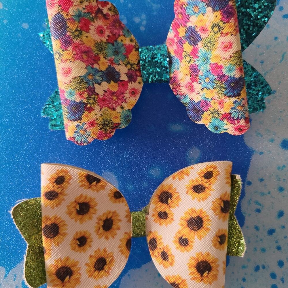 Custom floral hair bows